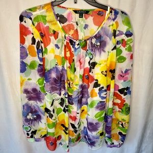 Lauren by Ralph Lauren Sheer Floral Blouse